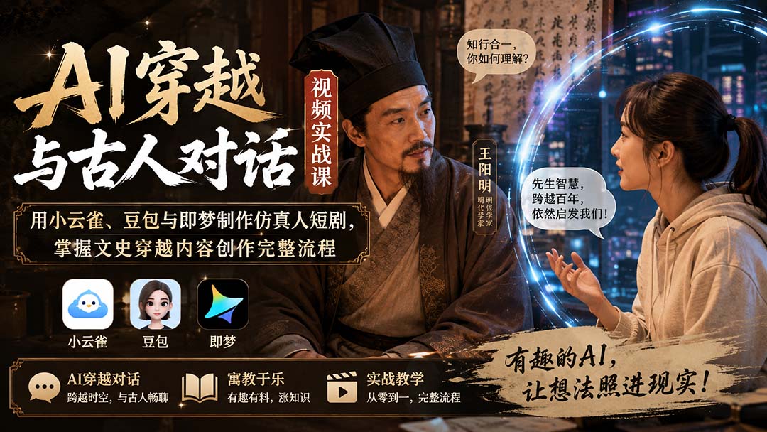 AI穿越与古人对话视频实战课:用小云雀、豆包与即梦制作仿真人短剧,掌握文史穿越内容创作完整流程采购|汽车产业|汽车配件|机加工企业家交流社群中心