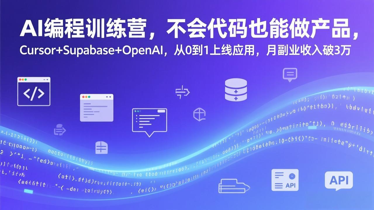 AI编程训练营,不会代码也能做产品,Cursor+Supabase+OpenAI,从0到1上线应用,月副业收入破3万采购|汽车产业|汽车配件|机加工蚂蚁智酷企业交流社群中心