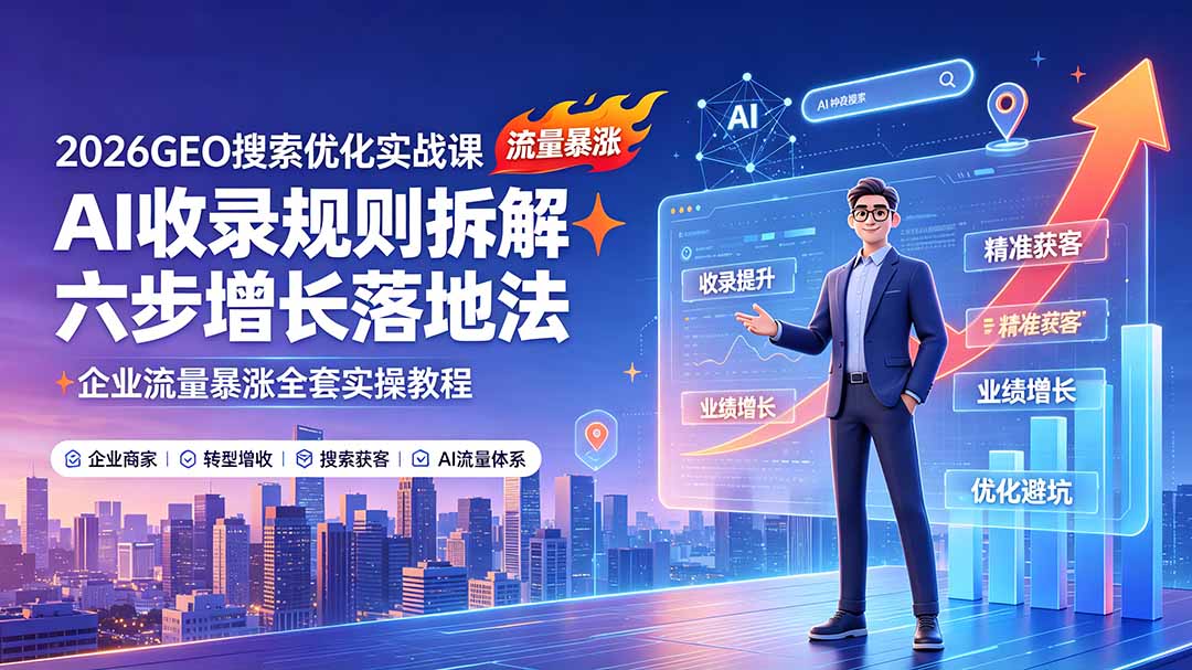 2026GEO搜索优化实战课：AI收录规则拆解｜六步增长落地法｜企业流量暴涨全套实操教程采购|汽车产业|汽车配件|机加工企业家交流社群中心