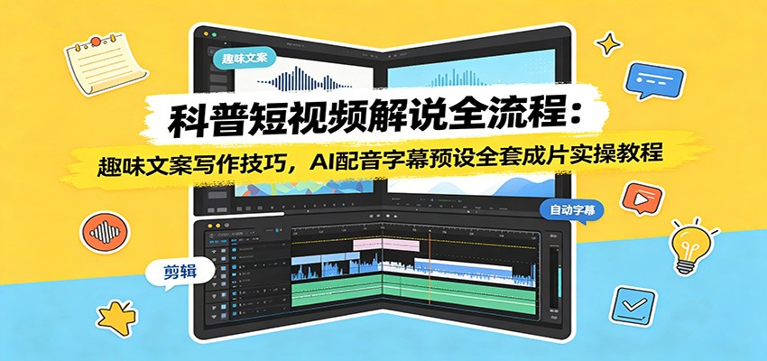 科普短视频解说全流程:趣味文案写作技巧,AI配音字幕预设全套成片实操教程采购|汽车产业|汽车配件|机加工企业家交流社群中心