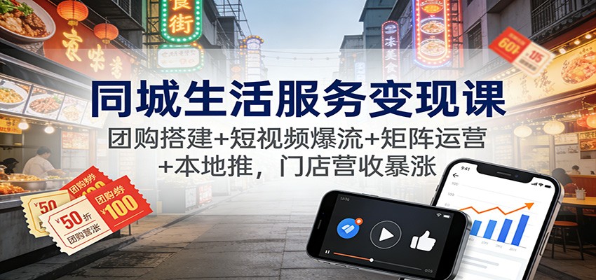 同城生活服务变现课：团购搭建+短视频爆流+矩阵运营+本地推，门店营收暴涨采购|汽车产业|汽车配件|机加工蚂蚁智酷企业交流社群中心