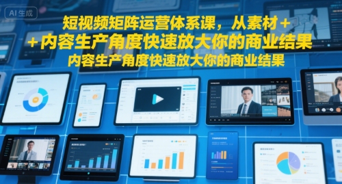 短视频矩阵运营体系课,从素材+内容生产角度快速放大你的商业结果采购|汽车产业|汽车配件|机加工蚂蚁智酷企业交流社群中心
