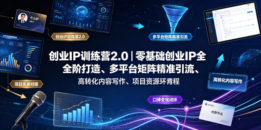 创业IP训练营2.0｜零基础创业IP全阶打造、多平台矩阵精准引流、高转化内容写作、项目资源对接与口碑变现闭环课程采购|汽车产业|汽车配件|机加工企业家交流社群中心