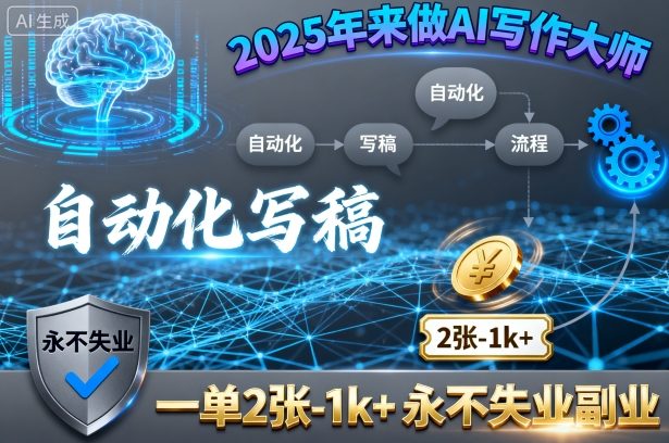 2025年来做AI写作大师，自动化写稿，一单2张-1k+，永不失业副业采购|汽车产业|汽车配件|机加工蚂蚁智酷企业交流社群中心