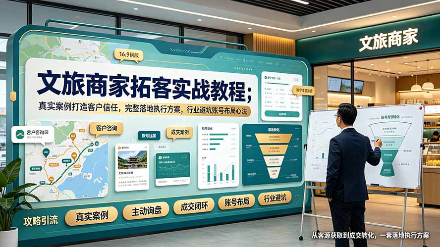 文旅商家拓客实战教程；真实案例打造客户信任，完整落地执行方案，行业避坑账号布局心法采购|汽车产业|汽车配件|机加工企业家交流社群中心