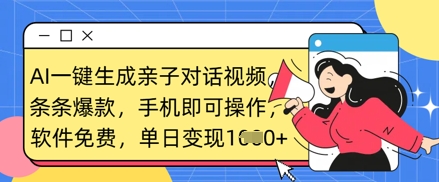 AI一键生成亲子对话视频，条条爆款，一部手机即可操作，单日变现数张采购|汽车产业|汽车配件|机加工蚂蚁智酷企业交流社群中心