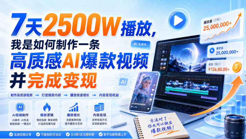 7天2500W播放，我是如何制作一条高质感AI爆款视频并完成变现采购|汽车产业|汽车配件|机加工企业家交流社群中心