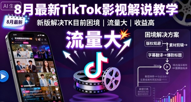 8月最新TikTok影视解说教学,新版解决TK目前困境,流量大,收益高采购|汽车产业|汽车配件|机加工蚂蚁智酷企业交流社群中心