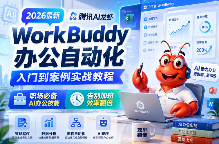 2026最新腾讯AI龙虾WorkBuddy办公自动化入门到案例实战教程,职场必备AI办公技能,告别加班,效率翻倍采购|汽车产业|汽车配件|机加工企业家交流社群中心