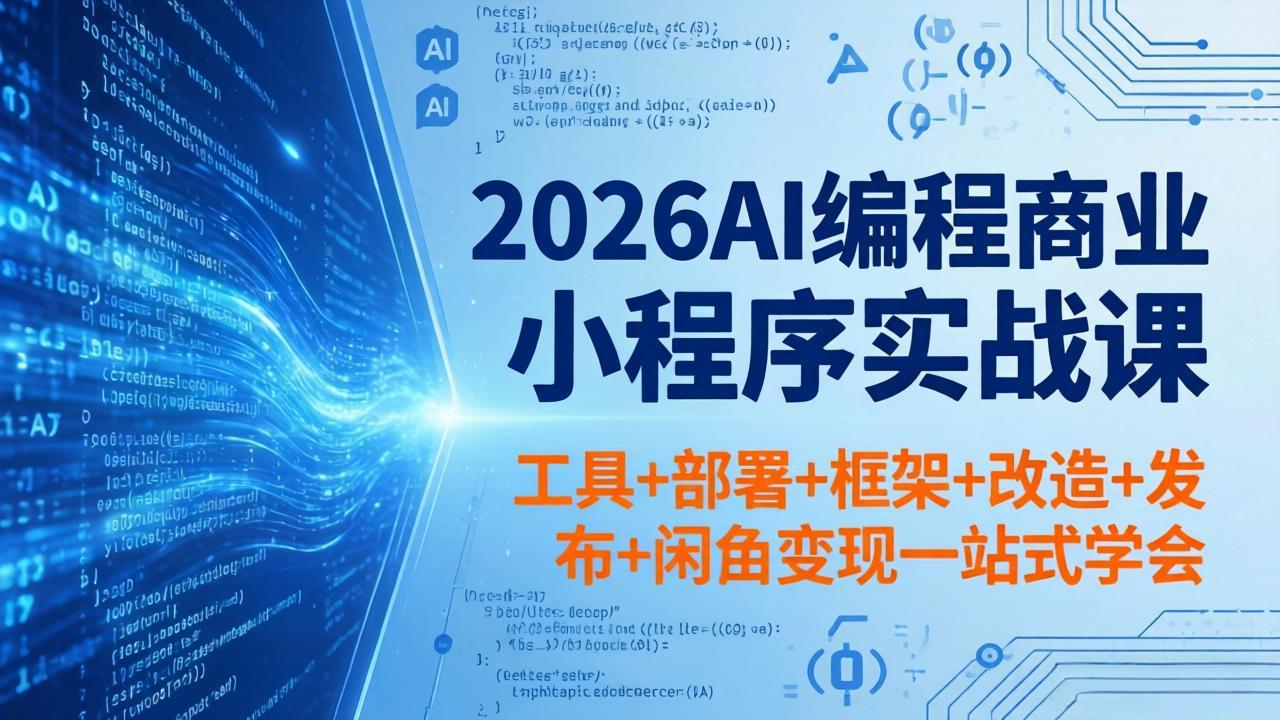 2026AI编程商业小程序实战课，工具+部署+框架+改造+发布+闲鱼变现一站式学会采购|汽车产业|汽车配件|机加工企业家交流社群中心