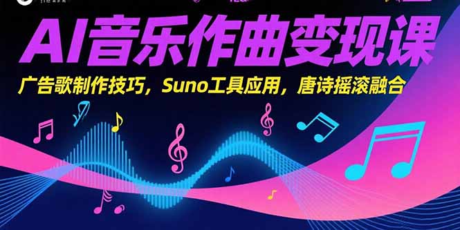 AI音乐作曲变现课，广告歌制作技巧，Suno工具应用，唐诗摇滚融合采购|汽车产业|汽车配件|机加工蚂蚁智酷企业交流社群中心