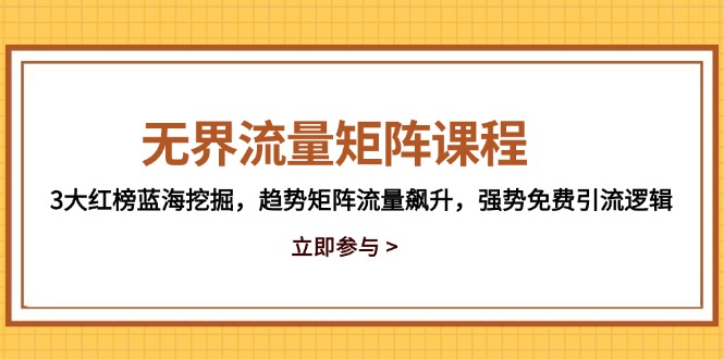无界流量矩阵课程,3大红榜蓝海挖掘,趋势矩阵流量飙升,强势免费引流逻辑采购|汽车产业|汽车配件|机加工蚂蚁智酷企业交流社群中心