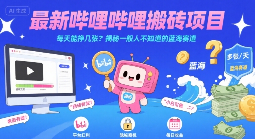 最新哔哩哔哩上B站搬砖项目,每天能挣几张?揭秘一般人不知道的蓝海赛道采购|汽车产业|汽车配件|机加工蚂蚁智酷企业交流社群中心