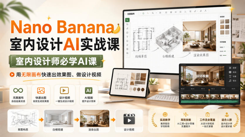 Nano Banana室内设计AI实战课，室内设计师必学AI课，用无限画布快速出效果图、做设计视频采购|汽车产业|汽车配件|机加工企业家交流社群中心