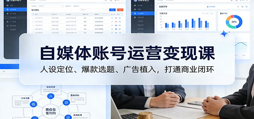 自媒体账号运营变现课:人设定位、爆款选题、广告植入,打通商业闭环采购|汽车产业|汽车配件|机加工蚂蚁智酷企业交流社群中心