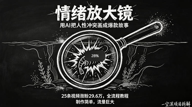 AI制作“情绪放大镜“视频，25条视频涨粉29.6W粉，流量巨大，制作简单，全流程教程采购|汽车产业|汽车配件|机加工企业家交流社群中心