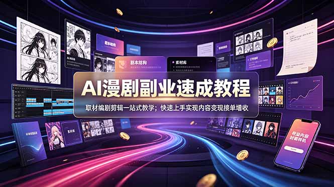 AI漫剧副业速成教程，取材编剧剪辑一站式教学；快速上手实现内容变现接单增收采购|汽车产业|汽车配件|机加工企业家交流社群中心