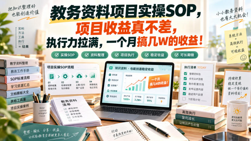 教务资料项目实操SOP，项目收益真不差，执行力拉满，一个月搞几W的收益采购|汽车产业|汽车配件|机加工企业家交流社群中心
