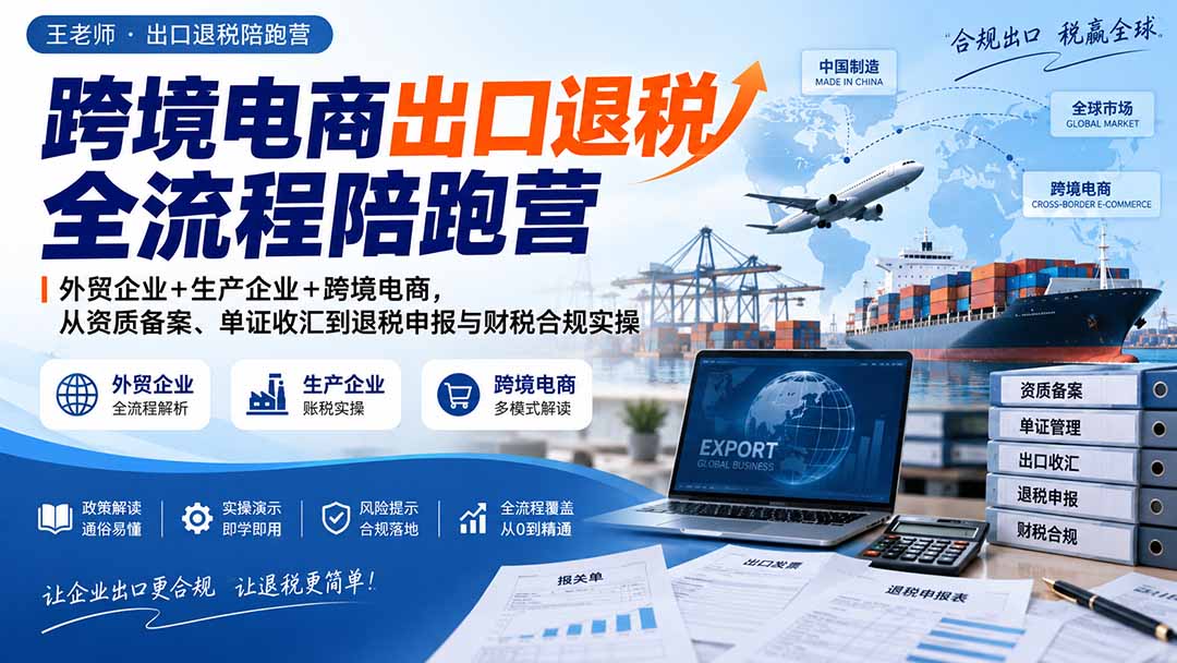 跨境电商出口退税全流程陪跑营｜外贸企业+生产企业+跨境电商，从资质备案、单证收汇到退税申报与财税合规实操采购|汽车产业|汽车配件|机加工企业家交流社群中心