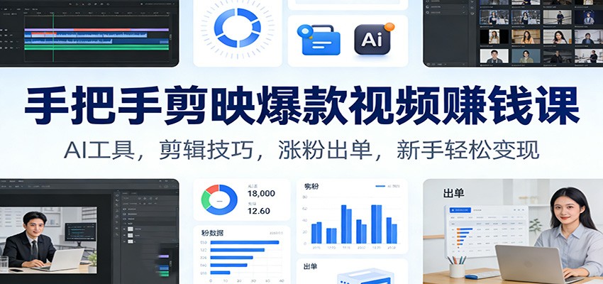 手把手剪映爆款视频赚钱课：AI工具，剪辑技巧，涨粉出单，新手轻松变现采购|汽车产业|汽车配件|机加工蚂蚁智酷企业交流社群中心