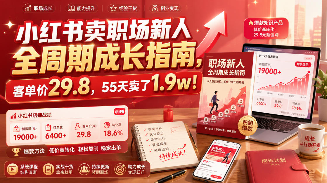 小红书卖职场新人全周期成长指南，客单价29.8，55天卖了1.9w！采购|汽车产业|汽车配件|机加工企业家交流社群中心