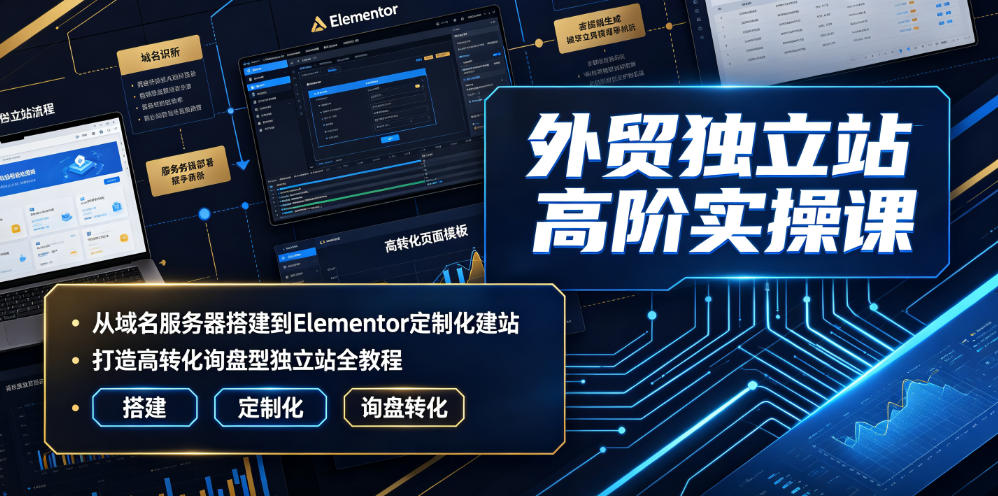 外贸独立站高阶实操课|从域名服务器搭建到Elementor定制化建站,打造高转化询盘型独立站全教程采购|汽车产业|汽车配件|机加工企业家交流社群中心