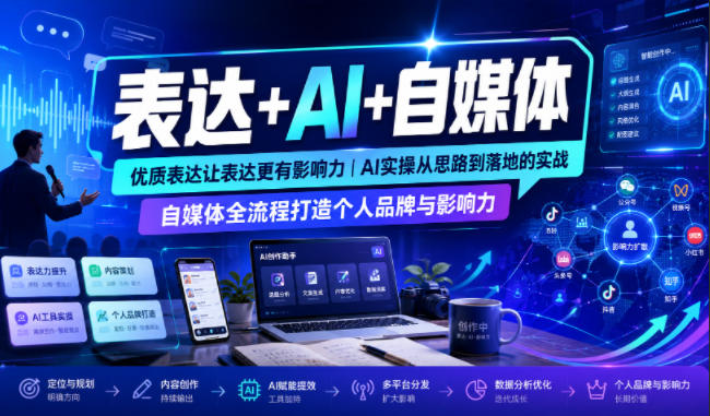 表达+AI+自媒体，优质表达让表达更有影响力|AI实操从思路到落地的实战|自媒体全流程打造个人品牌与影响力采购|汽车产业|汽车配件|机加工企业家交流社群中心