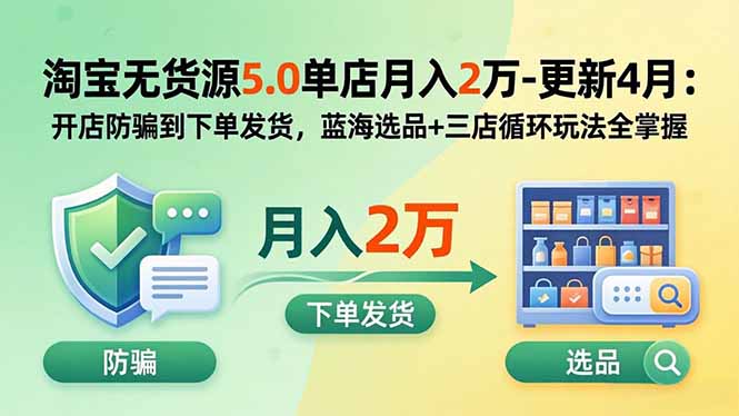 淘宝无货源5.0单店月入2万-更新2026：开店防骗到下单发货，蓝海选品+三店循环玩法全掌握采购|汽车产业|汽车配件|机加工企业家交流社群中心