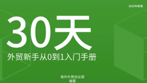 格升·2026年新版外贸新手入门手册资料采购|汽车产业|汽车配件|机加工企业家交流社群中心