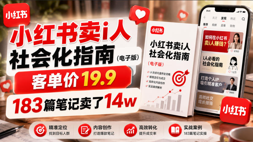 小红书卖I人社会化指南(电子版),客单价19.9,183篇笔记卖了14w!采购|汽车产业|汽车配件|机加工企业家交流社群中心