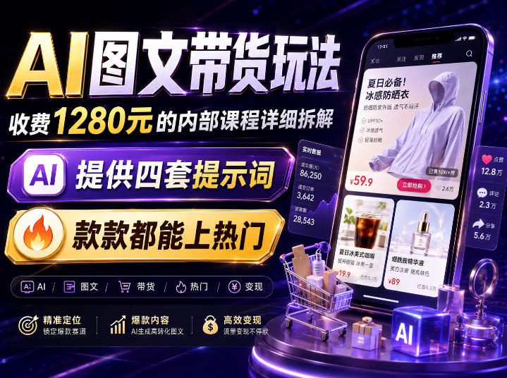 AI图文带货内部玩法，1280内部课程对外系统拆解，看完直接上手变现！采购|汽车产业|汽车配件|机加工企业家交流社群中心