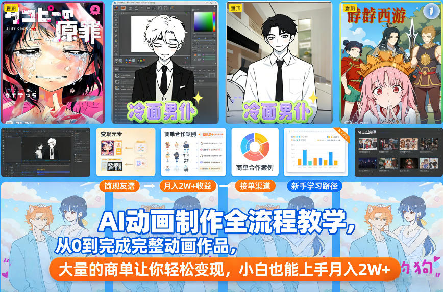 AI动画制作全流程教学,从0到完成完整动画作品,大量的商单让你轻松变现,小白也能上手月入2W+采购|汽车产业|汽车配件|机加工蚂蚁智酷企业交流社群中心