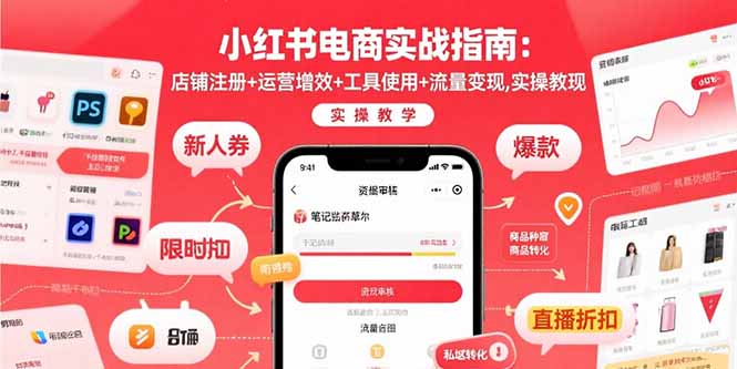 小红书电商实战指南:店铺注册+运营增效+工具使用+流量变现,实操教学采购|汽车产业|汽车配件|机加工蚂蚁智酷企业交流社群中心