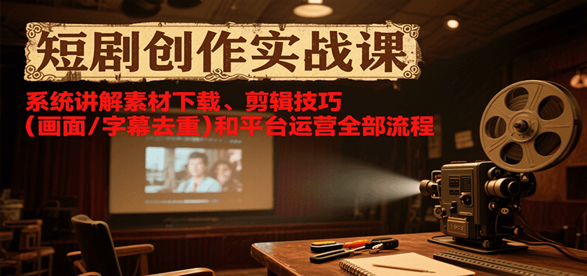 短剧创作实战课，系统讲解素材下载、剪辑技巧(画面/字幕去重)和平台运营全部流程采购|汽车产业|汽车配件|机加工蚂蚁智酷企业交流社群中心