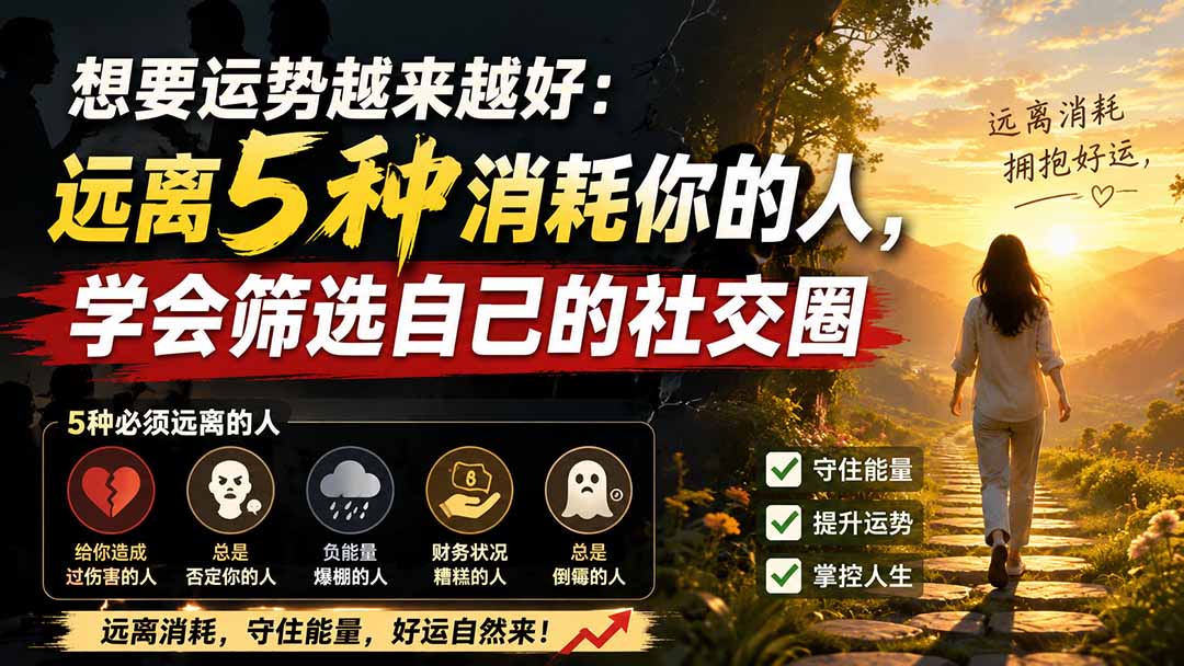 付费文章：想要运势越来越好：远离5种消耗你的人，学会筛选自己的社交圈采购|汽车产业|汽车配件|机加工企业家交流社群中心