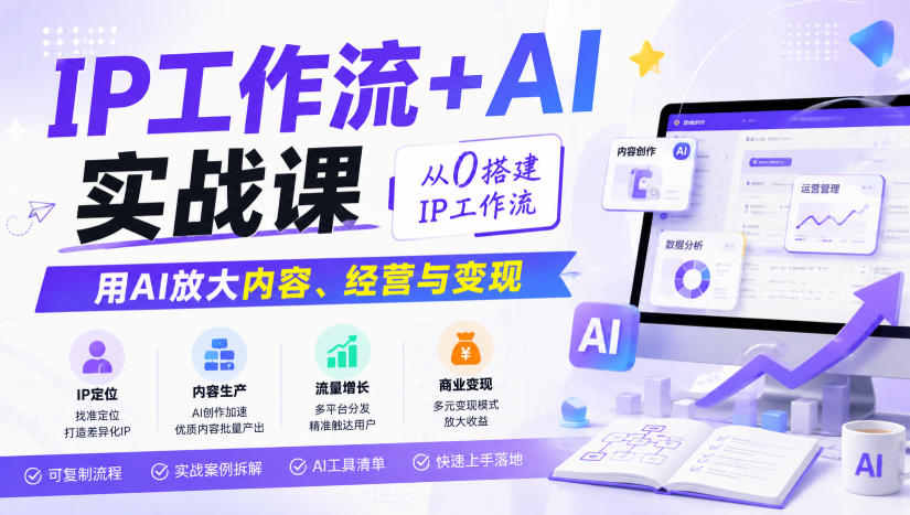 IP工作流+AI实战课,从0搭建IP工作流,用AI放大内容、经营与变现采购|汽车产业|汽车配件|机加工企业家交流社群中心