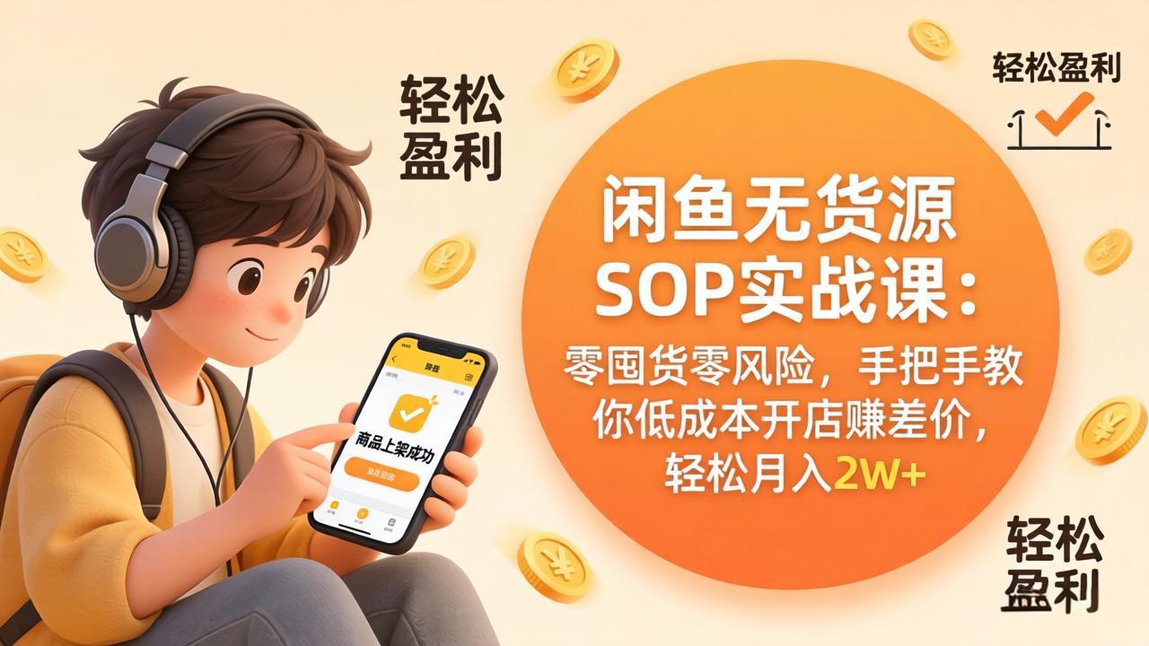 闲鱼无货源SOP实战课：零囤货零风险，手把手教你低成本开店赚差价，轻松月入2w+采购|汽车产业|汽车配件|机加工企业家交流社群中心