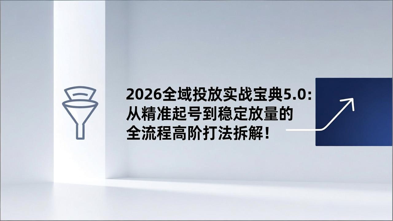 2026全域投放实战宝典5.0：从精准起号到稳定放量的全流程高阶打法拆解！采购|汽车产业|汽车配件|机加工蚂蚁智酷企业交流社群中心