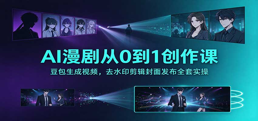 AI漫剧从0到1创作课:豆包生成视频,去水印剪辑封面发布全套实操采购|汽车产业|汽车配件|机加工企业家交流社群中心