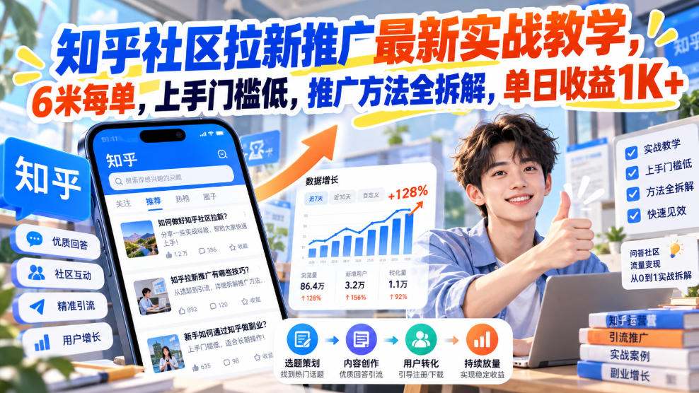 知乎社区拉新推广最新实战教学,6米每单,上手门槛低,推广方法全拆解,单日收益1K+!(更新0930)采购|汽车产业|汽车配件|机加工企业家交流社群中心