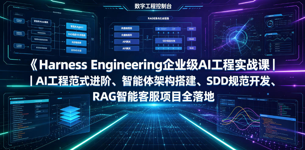 Harness Engineering企业级AI工程实战课｜AI工程范式进阶、智能体架构搭建、SDD规范开发、RAG智能客服项目全落地采购|汽车产业|汽车配件|机加工企业家交流社群中心