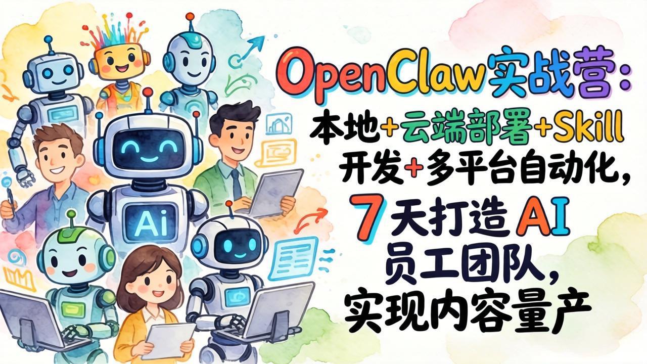 OpenClaw实战营：本地+云端部署+Skill开发+多平台自动化，7 天打造 AI 员工团队，实现内容量产采购|汽车产业|汽车配件|机加工企业家交流社群中心