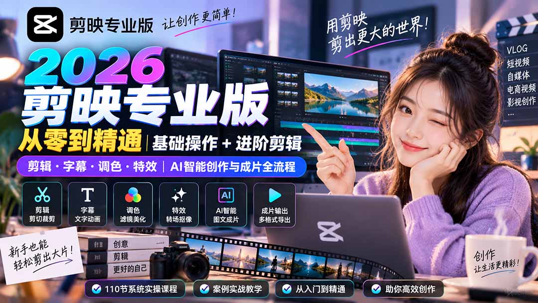 2026剪映专业版从零到精通|基础操作+进阶剪辑|剪辑·字幕·调色·特效|AI智能创作与成片全流程采购|汽车产业|汽车配件|机加工企业家交流社群中心