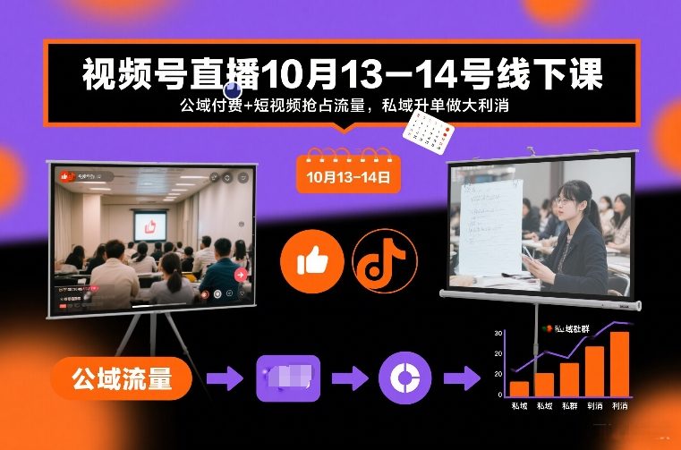 视频号直播10月13-14号线下课,公域付费+短视频抢占流量,私域升单做大利消采购|汽车产业|汽车配件|机加工蚂蚁智酷企业交流社群中心