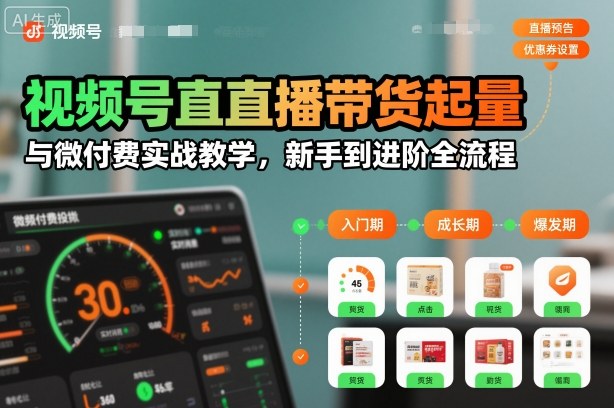 视频号直播带货起量与微付费实战教学，新手到进阶全流程(更新26年10月)采购|汽车产业|汽车配件|机加工企业家交流社群中心