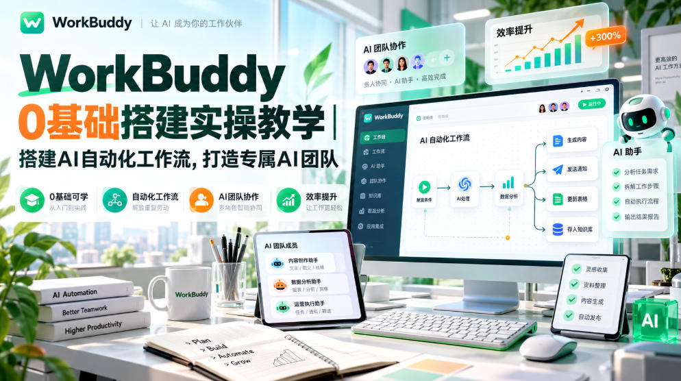 WorkBuddy 0基础搭建实操教学｜搭建AI自动化工作流，打造专属AI团队采购|汽车产业|汽车配件|机加工企业家交流社群中心