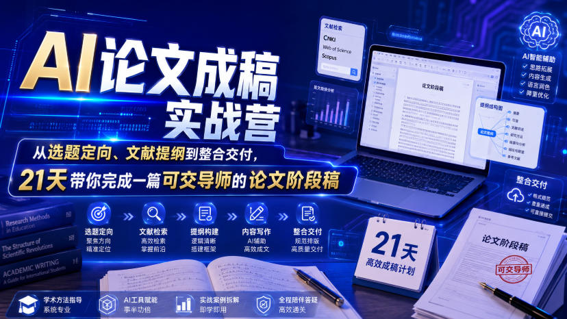 AI论文成稿实战营,从选题定向、文献提纲到整合交付,21天带你完成一篇可交导师的论文阶段稿采购|汽车产业|汽车配件|机加工企业家交流社群中心