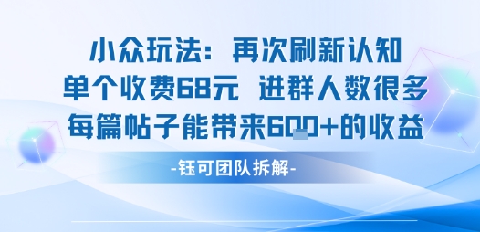小众玩法再次刷新认知单个收费68米进群人数很多每篇帖子能带来6张的收益采购|汽车产业|汽车配件|机加工蚂蚁智酷企业交流社群中心