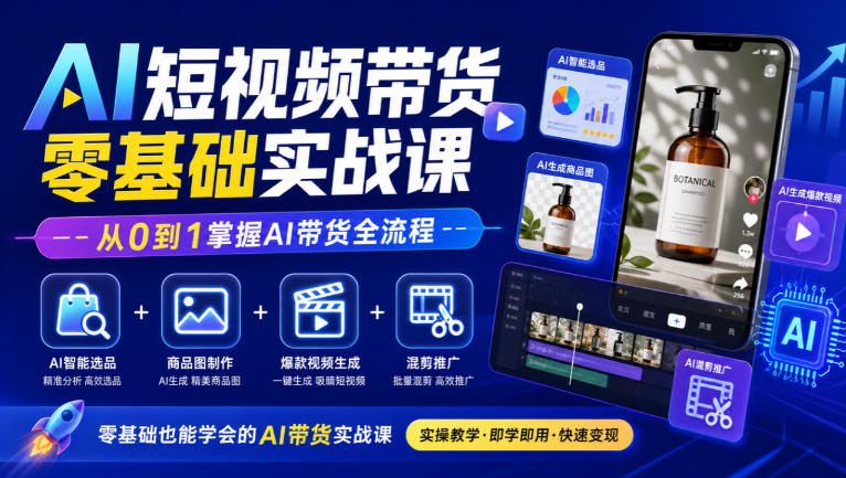 AI短视频带货零基础实战课｜AI智能选品+商品图制作+爆款视频生成+混剪推广，从0到1掌握AI带货全流程采购|汽车产业|汽车配件|机加工企业家交流社群中心