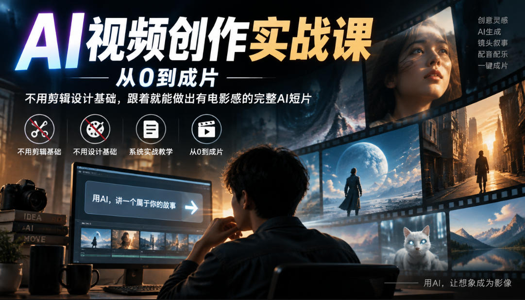 AI视频创作实战课,从0到成片,不用剪辑设计基础,跟着就能做出有电影感的完整AI短片采购|汽车产业|汽车配件|机加工企业家交流社群中心